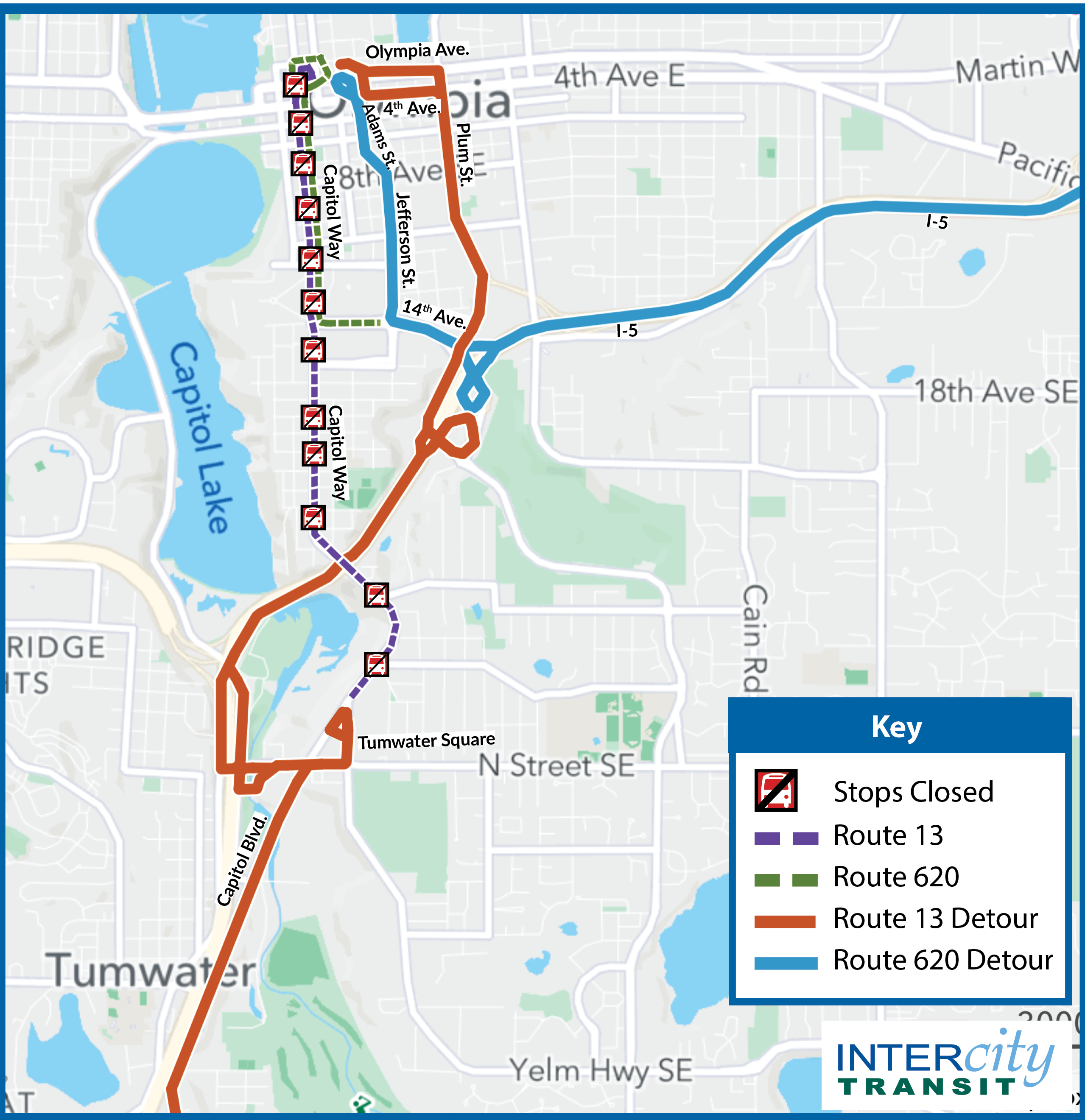 Routes 13 and 620 on detour from 18 p.m. on Saturday, July 15 due to